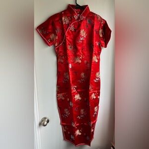 NWOT Elegant Red Floral Cheongsam Dress
